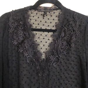 BCBG Sheer Black Blouse